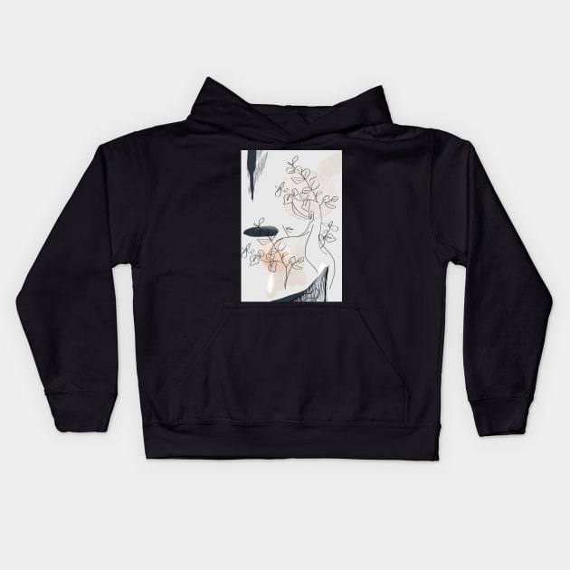 Woman outline painting sensual print Kids Hoodie by szymonabramek